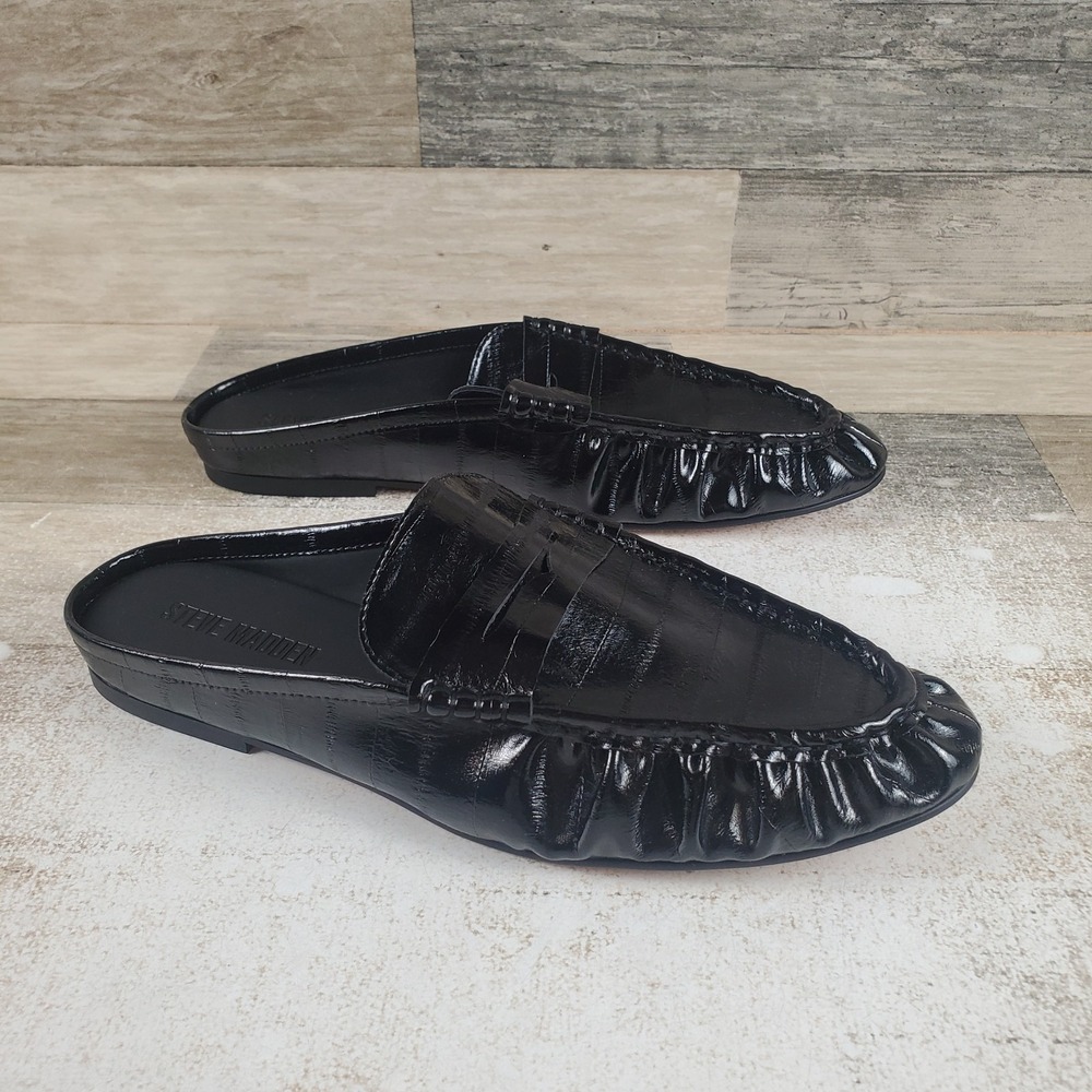Steve Madden Black Patent Leather Slip-On Loafers